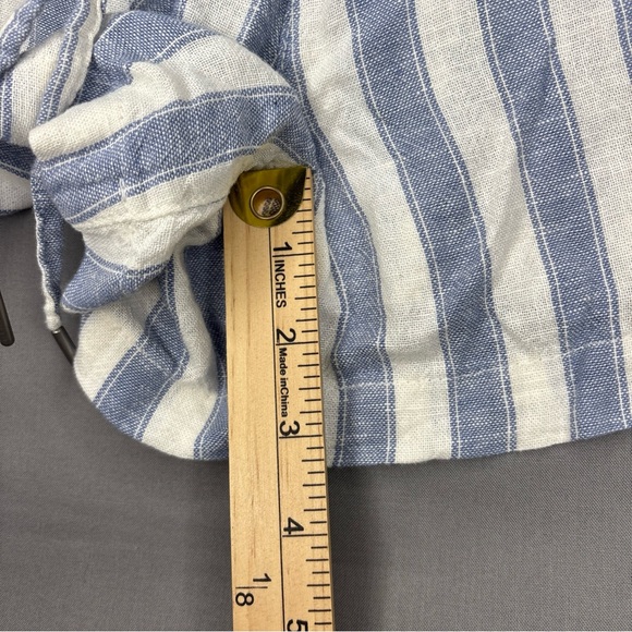 Gap Lightweight Linen Shorts White Blue English Manor Stripes Drawstring Size M - Picture 10 of 12